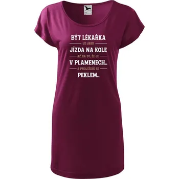 Dámské tričko DOBRÝ TRIKO Dámské tričko/šaty s potiskem Být lékařka Velikost: M, Barva: Fuksiová