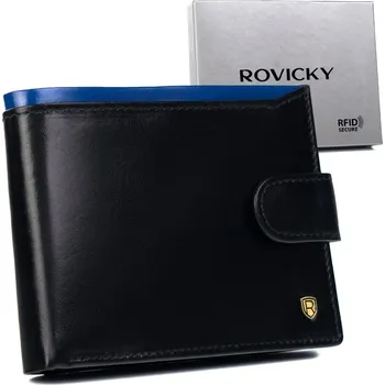 Peněženka Klasická pánská kožená peněženka s RFID zapínáním Barva: černá || námořnictvo