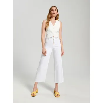 Dámské džíny Sinsay - Džíny cropped high waist - krémová - 2085F-01J - 2085F-01J-34