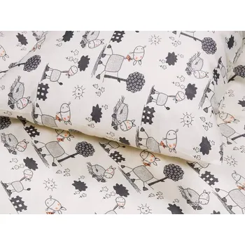 Povlečení Dreamy Linens Povlečení bavlněné, smetanové Milí oslíci
