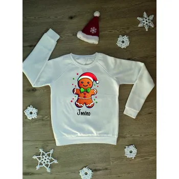 Dámská mikina Dámská mikina Vánoce pan perníček se jménem Barva skladem: Bílá, Velikost: M