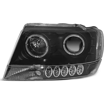 Přední světlomet TUNING-TEC Přední světla Jeep Grand Cherokee 99-04 Angel Eyes - černé CCFL