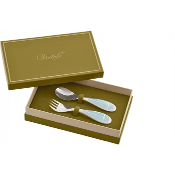 Příbor Christofle Dětský postříbřený příbor (lžička, vidlička), Talisman, modrá B00101324
