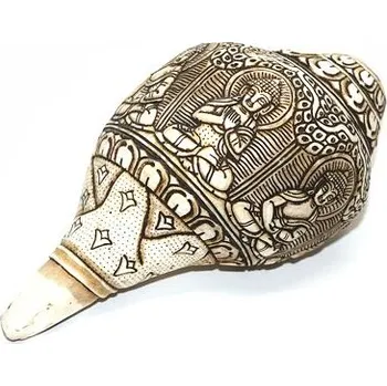 Hudební nástroj pro děti Rituální mušle - DUNGKHAR velký, s rytými motivy Buddhy