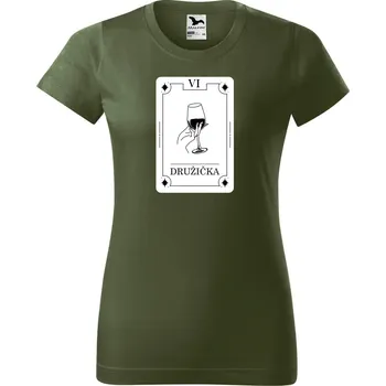 DOBRÝ TRIKO Dámské tričko s potiskem Družička tarot Barva: Khaki, Velikost: S