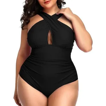 Dámské plavky Plussize plavky s překřížením Barva: Černá, Velikost: 3XL