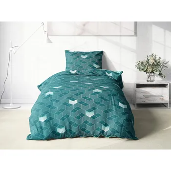 Povlečení Dreamy Linens Povlečení bavlněné, petrolejové Kostky