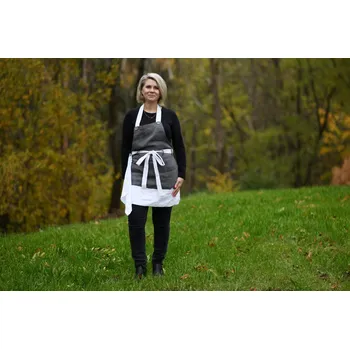 Kuchyňská zástěra Nelly zástěra tmavě šedá/bílá 70x70cm