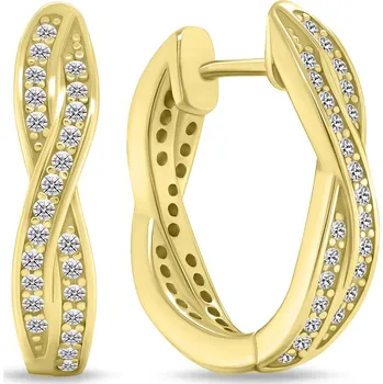 Náušnice Brilio Silver Blyštivé pozlacené kruhové náušnice se zirkony EA742Y + 2 měsíce na vrácení zboží