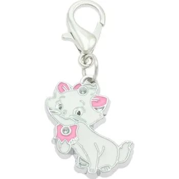 Přívěsek Přívěsek klíče/obojek Kočka bílá (Přívěsek s karabinkou vhodný i na obojek pro psy, posázené kamínky. Testováno na nikl. Materiál: Zinkoslitina. Povrchová úprava: Pochromováno.)