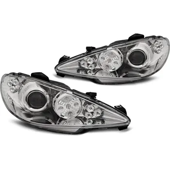 Přední světlomet TUNING-TEC Přední světla Peugeot 206 02-07 Angel Eyes LED chrom