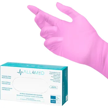 Vyšetřovací rukavice Jednorázové diagnostické nitrilové rukavice All4med růžové S