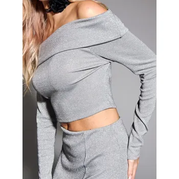 Dámská halenka Sinsay - Halenka s dlouhými rukávy - sříbrná - 661BE-SLV - 661BE-SLV-XS-1