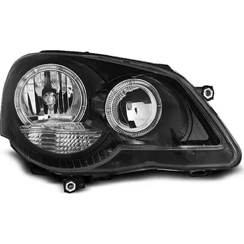 Přední světlomet TUNING-TEC Přední světla VW Polo 9N3 05-09 Angel Eyes - černé
