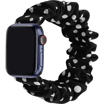 Řemínek na hodinky AW Gumičkový řemínek na Apple Watch - Černý s puntíkama Šířka uchycení řemínku: 38/40/41/42mm, Barva: Černý s puntíkama IR-AWGW-0167