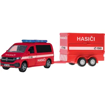 autíčko Kids Globe Volkswagen hasiči s přívěsem CZ design 27,5 cm zpětný chod