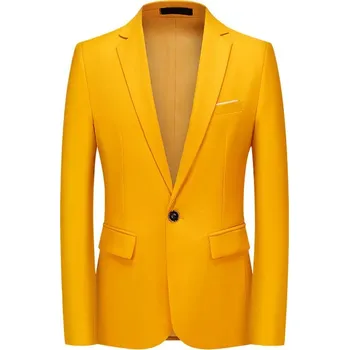 Pánské sako Společenské pánské sako na knoflík Barva: Žlutá, Velikost: 3XL