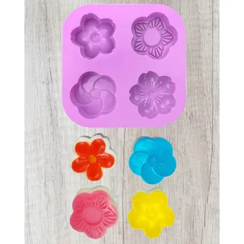 Forma na odlévání Silikonová forma na výrobu mýdla – květy 4 ks