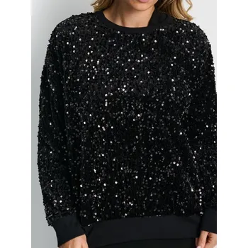 Dámská móda Sinsay - Mikina s&nbsp;flitry - černá - 6493J-99X - 6493J-99X-XXS-1