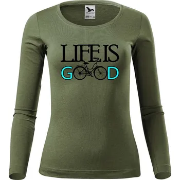 Dámské tričko DOBRÝ TRIKO Dámské bavlněné triko Life is good Velikost: XL, Barva: Khaki