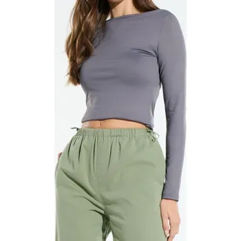 Dámské tričko Sinsay - Tričko s&nbsp;dlouhými rukávy - šedá - 588BE-90X - 588BE-90X-XS-2