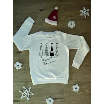 Dámská mikina Dámská mikina Vánoce černé stromky Barva skladem: Bílá, Velikost: XXL