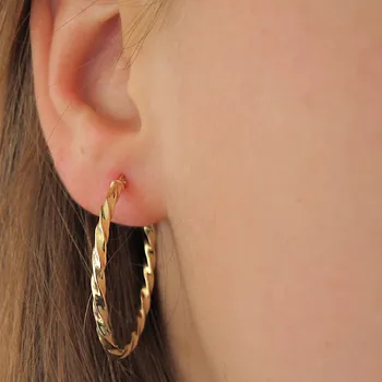 Šperk Luxusní zlaté náušnice velké kruhy 2,35g Zlato 14k(585/1000)