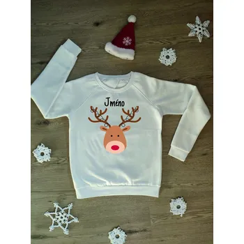 Dámská mikina Dámská mikina Vánoce sob 2 se jménem Barva skladem: Bílá, Velikost: L