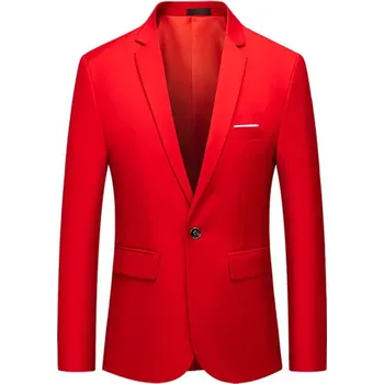 Společenské pánské sako na knoflík Barva: Červená, Velikost: L