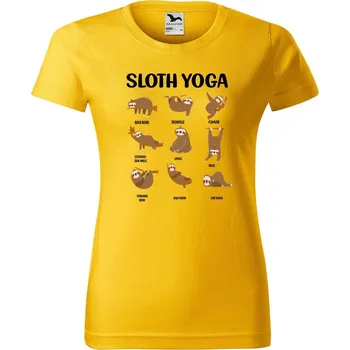 Dámské oblečení DOBRÝ TRIKO Dámské tričko s potiskem Sloth yoga Barva: Žlutá, Velikost: L