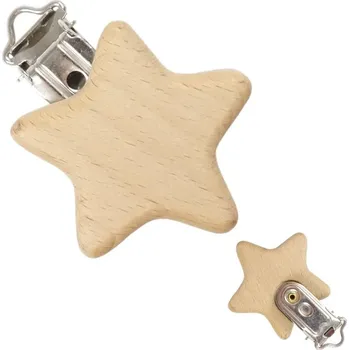 NATANA dřevěný klip na dudlík hvězda 1 kus