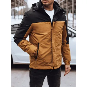 Pánská móda Pánská bunda přechodná s kapucí TX4897 Barva: Světle Hnědá, Velikost: 3XL
