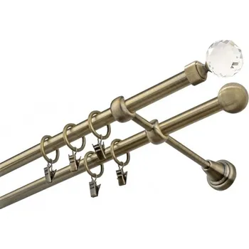 Garnýž kovová 480 cm dvouřadá - dvojitá 16 Koule crystal mosaz