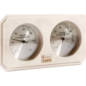 Teploměr s vlhkoměrem do sauny Sawo ASPEN - 225x140mm, elegantní a přirozený vzhled dřeva, 0.5kg (176182)