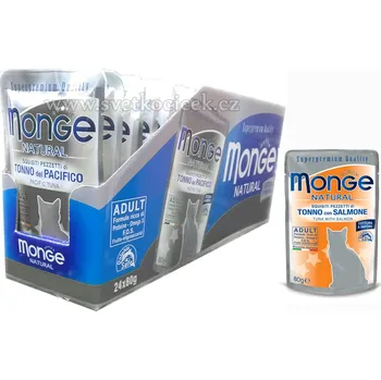 Krmivo pro kočku Monge Natural Cat MULTIPACK tuňák a losos - kapsička 24x80 g