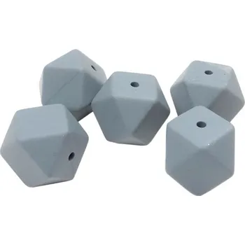 Dětské navlékací korálky Natana hranaté silikonové korálky kouřově šedé 17 mm 5 kusů