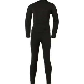 Set dětského termoprádla Dětský funkční komplet Lenz KIDS UNDERWEAR SET LONG PANTS - černá 110/122
