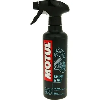 Čistič plastových dílů Motul E5 Shine & Go 400 ml, ošetřující a leštící sprej na plasty motocyklu YAMAHA 100 BW S rok 1999