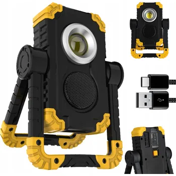 Halogenový LED akumulátorový reflektor s Bluetooth reproduktorem