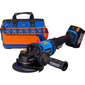 úhlová bruska Bezuhlíková aku úhlová bruska Narex ABU 150-610 3B (T-Bag) - 150mm, 1x aku 60V/3.0Ah, regulace, 2.8kg, taška, kód: 65406377