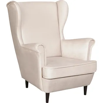 Křeslo Křeslo ušák LEFO látka béžová, nožky masiv, barva wenge