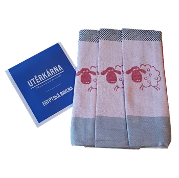 Utěrka Bavlněná utěrka Ovečky 3ks Barva: Červená