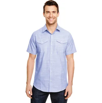Pánská košile Burnside Pánská košile s krátkým rukávem BU9247 Blue -White Heather S
