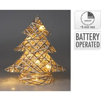 Vánoční dekorace stromeček 30cm, béžový, vánoční, LED osv.