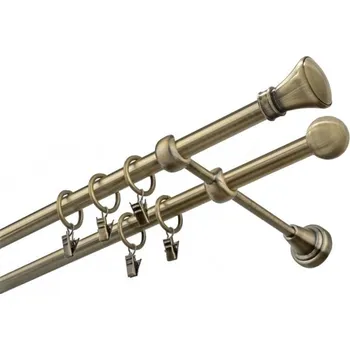 Garnýž kovová 360 cm dvouřadá - dvojitá 16 Koloseo mosaz