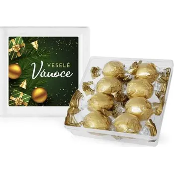 Čokoláda Pralinky v plastové krabičce - Veselé Vánoce (zlatá) 112g
