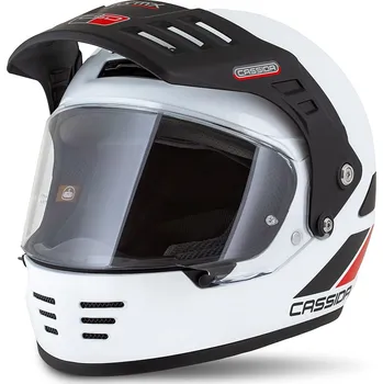 Helma na motorku Přilba FormX FlatOut, CASSIDA (bílá/černá/červená/černý matný kšilt) 2026 (Velikost: XL (61 až 62 cm))
