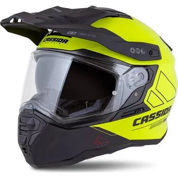 Helma na motorku Přilba Road Runner Dual, CASSIDA (žlutá fluo/černá/černý matný kšilt, plexi s přípravou pro Pinlock) 2026 (Velikost: XL (61 až 62 cm))