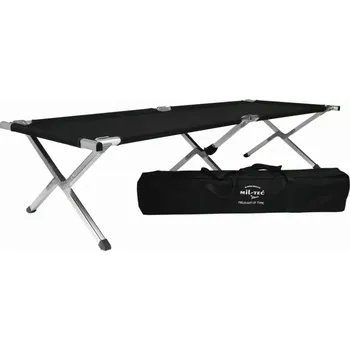 kempingová židle Polní rozkládací lehátko - Černé (Přenosné ALU skládací polní lehátko využíváno všemi armádami světa, určené pro odpočinek jedné osoby.)