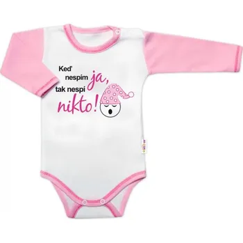 Body dl. rukáv s vtipným textem Baby Nellys, Keď nespím ja, tak nespí nikto, vel.86, holka